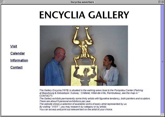 Welcome screen and presentation of the gallery...
