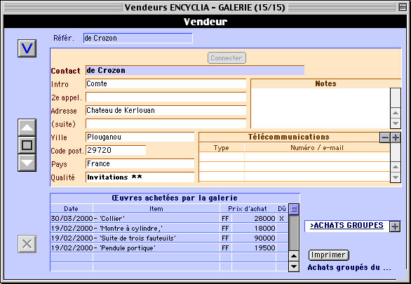 Encyclia-G: fiches Vendeur...