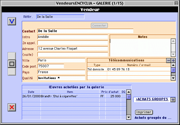 Encyclia-G: la fiche Vendeur...