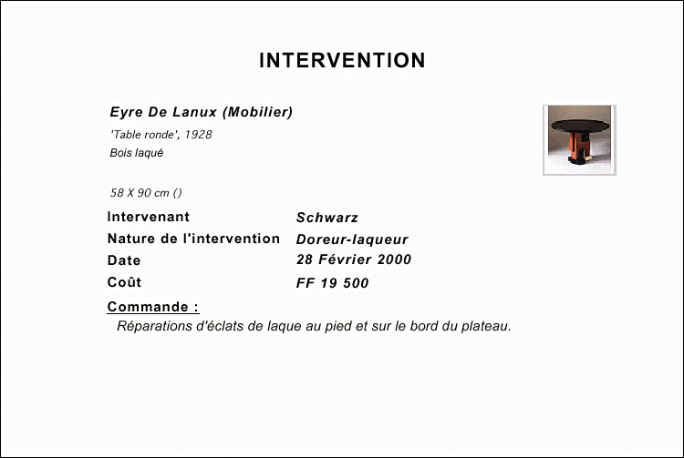 Votre stock: une fiche d'intervention...