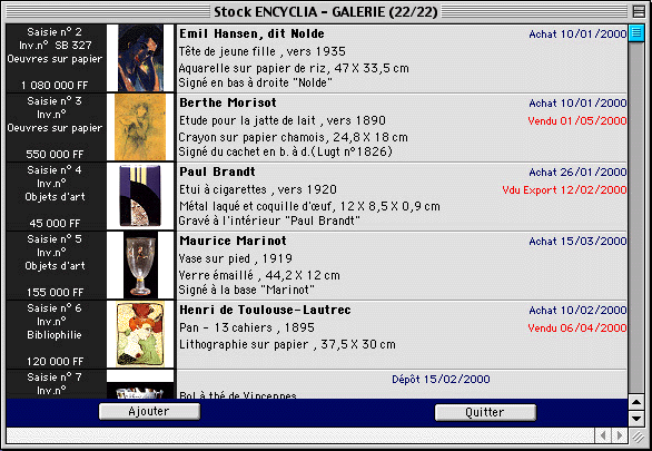 Encyclia-G: la liste de votre stock (avec vignettes)...